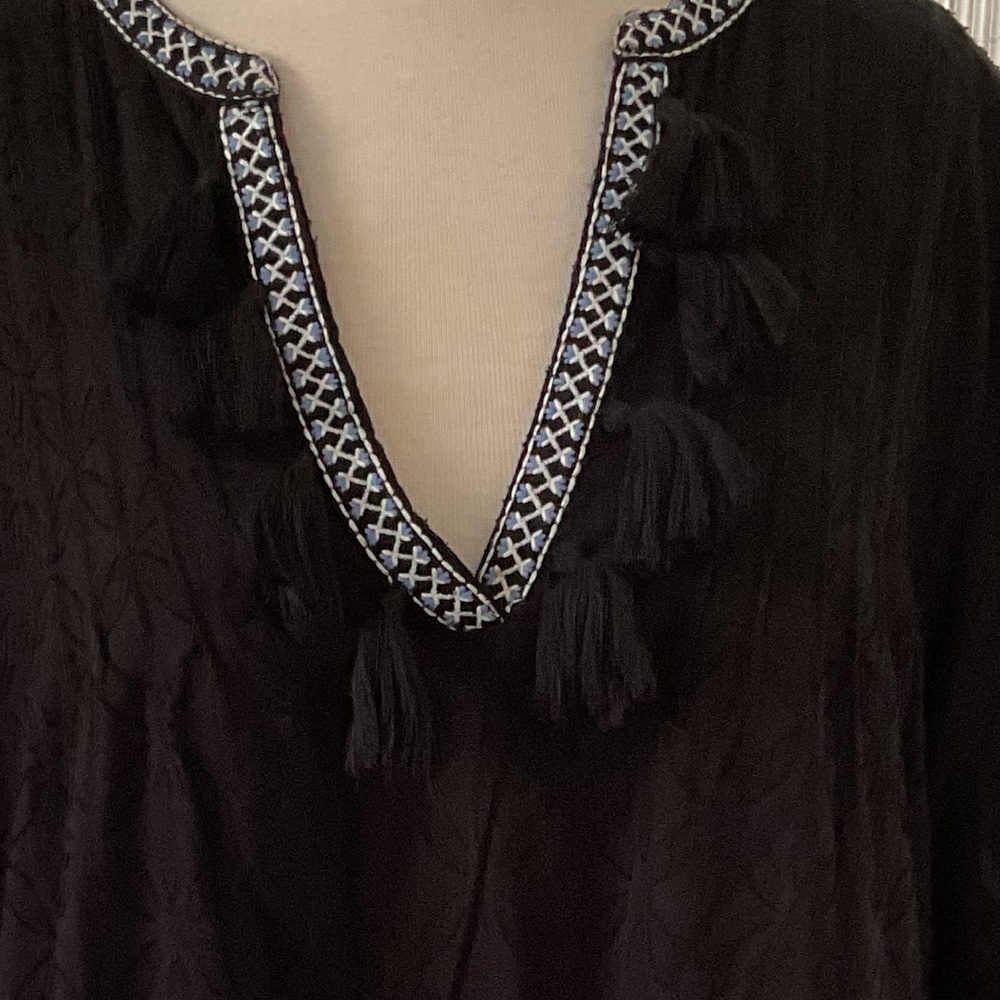 Tommy Bahama Black Midi Dress with White Trim - Picture 4 of 5
